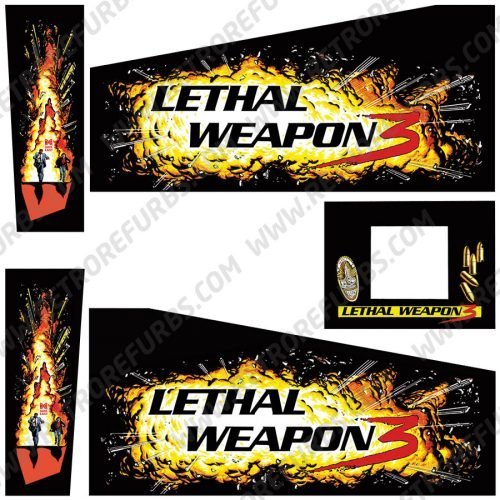 Lethal Weapon 3 Black Alternate Pinball Cabinet Decals Flipper Side Art Data East