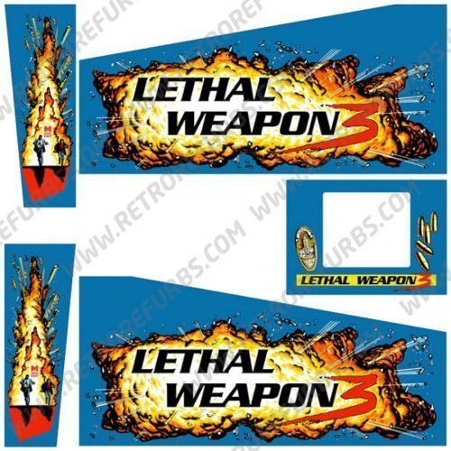 Lethal Weapon 3 Pinball Cabinet Decals Blue FLipper Side Art