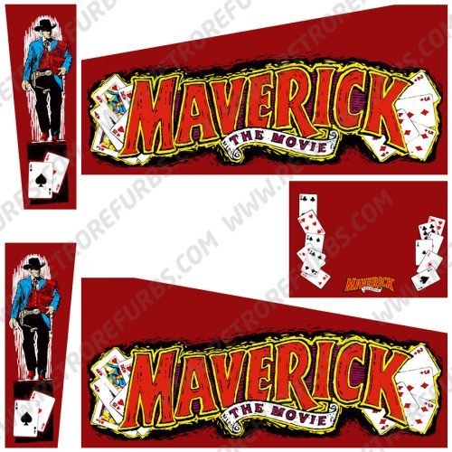 Maverick The Movie Red Edition Pinball Cabinet Decals Flipper Side Art Sega Original