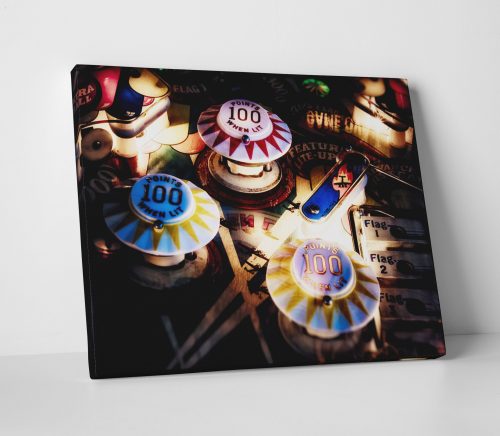 Vintage Pinball Pop Bumpers Canvas Print Game Room Decor Wall Art