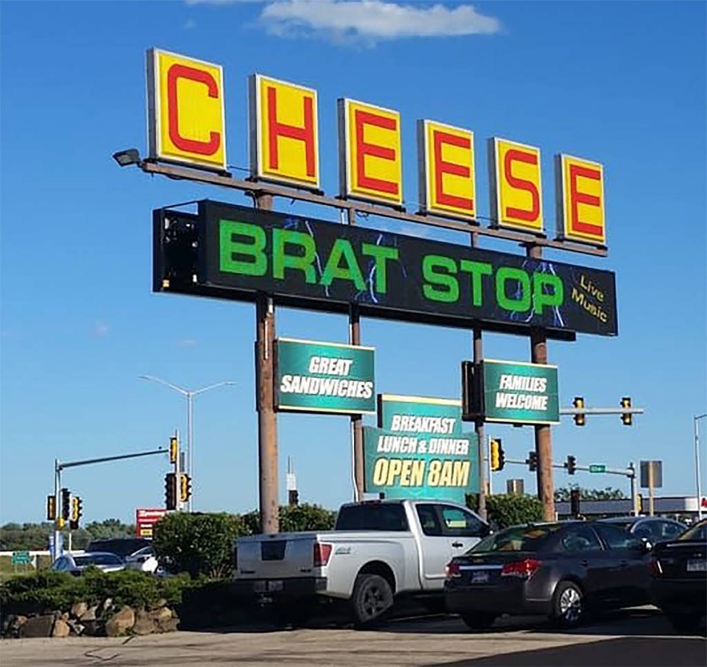 The 'hard-to-miss' sign outside The Brat Stop