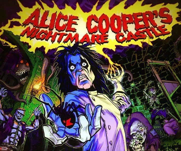 The translite artwork for Alice Cooper's Nightmare Castle