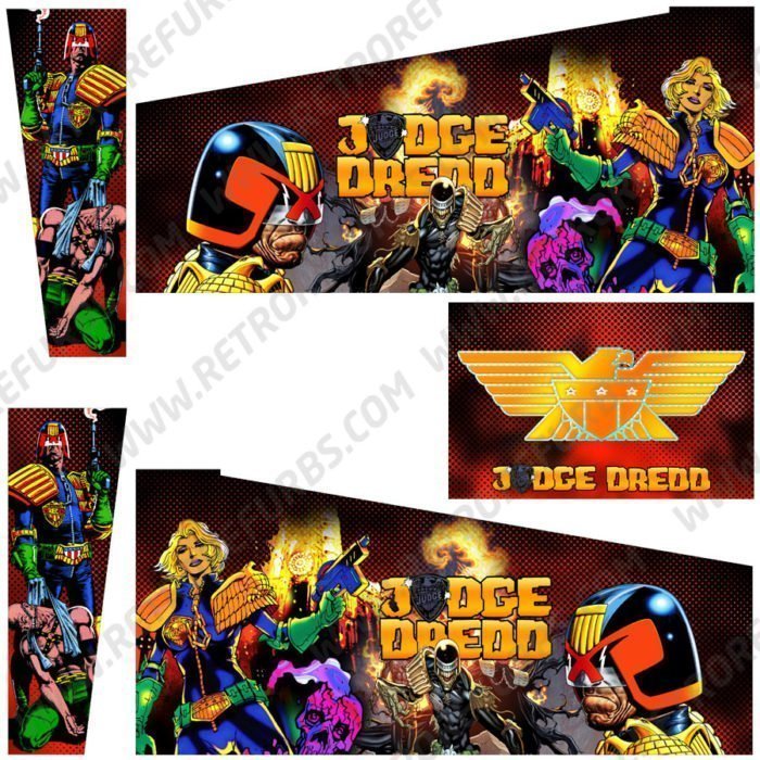 Judge Dredd Red Pinball Cabinet Decals Alternate Artwork Alternative Flipper Comic Side Art
