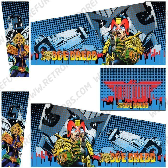 Judge Dredd Blue Two Comics Pinball Cabinet Decals Alternate Artwork Alternative Flipper Comic Side Art