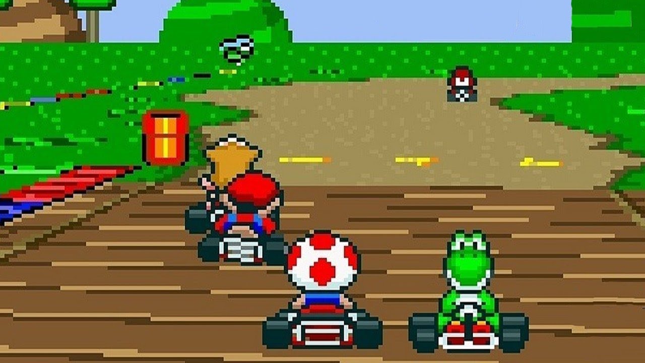 Super Mario Kart on the SNES 
