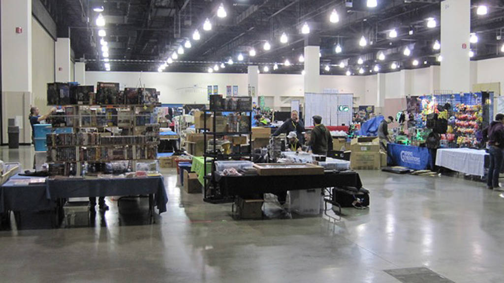 The vendor hall being set up
