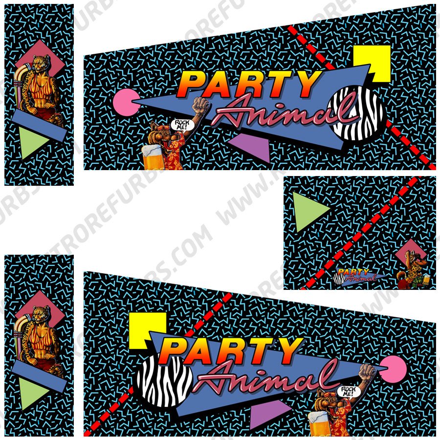 Party Animal (Alternate) - Pinball Cabinet Decals - Retro Refurbs