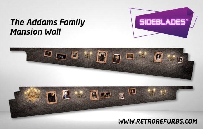 The Addams Family Mansion Wall Pinball SideBlades Inside Decals Sideboard Art Pin Blades