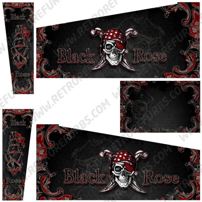 Black Rose Alternate Pinball Cabinet Decals Flipper Side Art