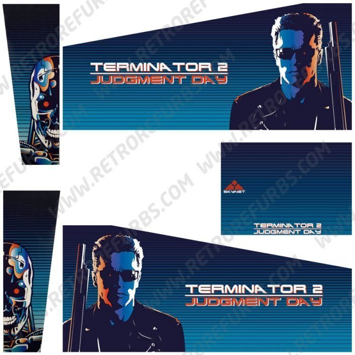 Terminator 2 Blue Alternate Pinball Cabinet Decals Flipper Side Art
