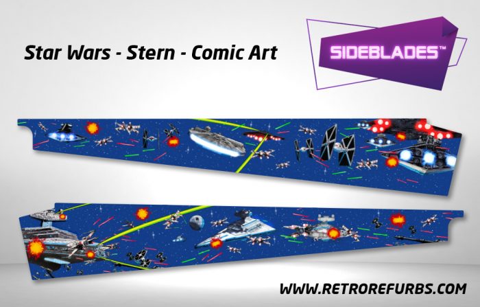Stern Star Wars Comic Art Pinball Sideblades Inside Inner Art Decals Sideboard Art Pin Blades