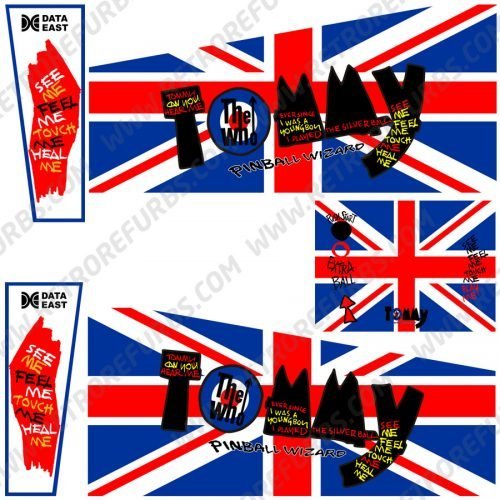 The Who's Tommy British Flah Union Jack Alternate Pinball Cabinet Decals Flipper Side Art Data East
