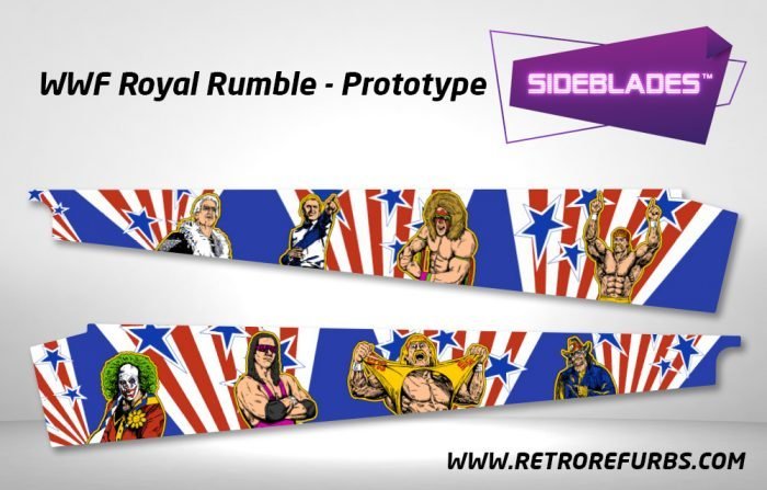 WWF Royal Rumble Prototype Pinball Sideblades Inside Inner Art Decals Sideboard Art Pin Blades