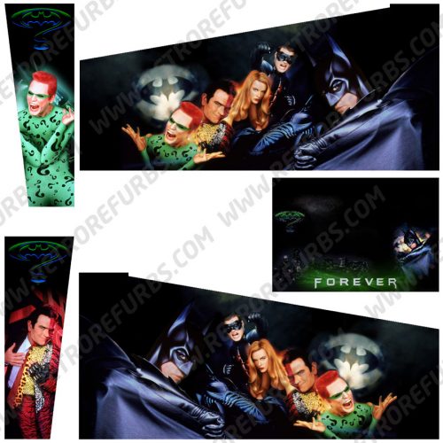 Batman Forever Movie Alternate Pinball Cabinet Decals Flipper Side Art SEGA