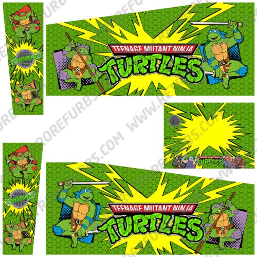 Teenage Mutant Ninja Turtles Cartoon Alternate Pinball Cabinet Decals Flipper Side Art