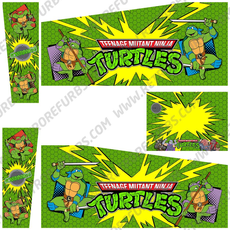 Teenage Mutant Ninja Turtles Cartoon Alternate Pinball Cabinet Decals Retro Refurbs