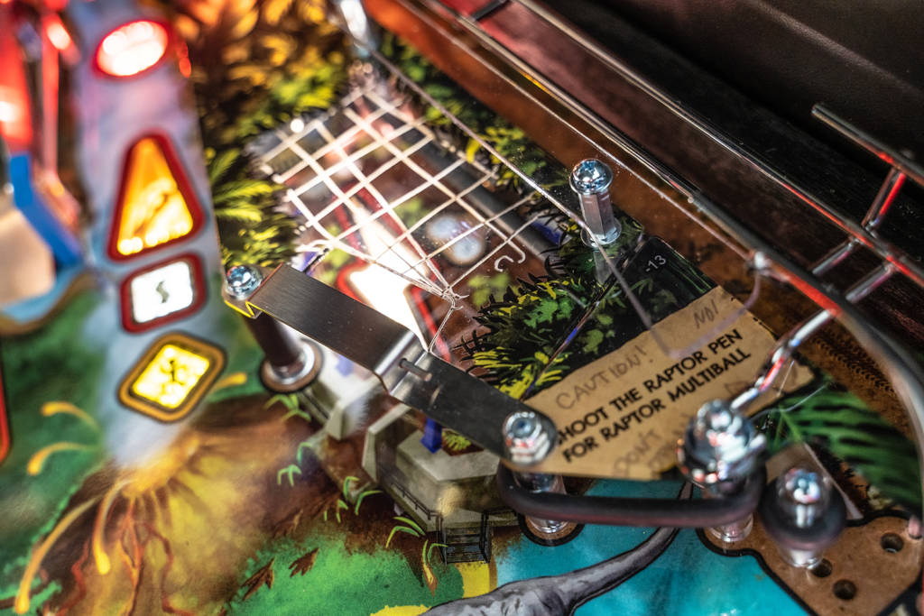 The Raptor pit on the right side of the playfield