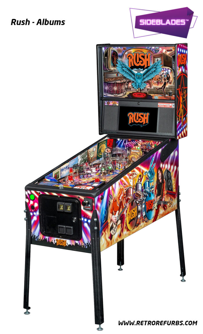 Rush Albums pinball side blades installed in game 3