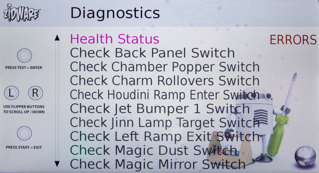 Some of the MANY switch errors reported by the game's diagnostics