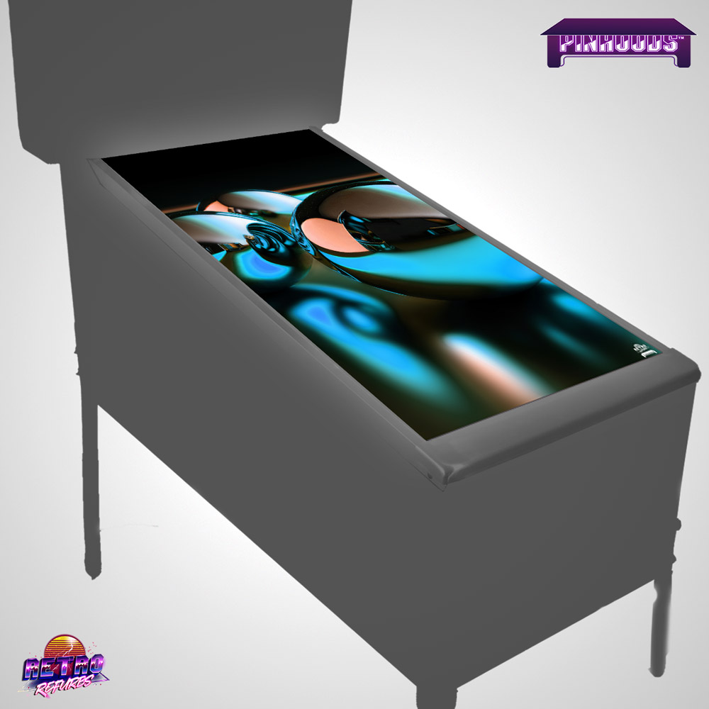 Mockup of Teal Color Balls PinHood Cover Pinball Playfield Glass Protector and Work Mat Shield for Flipper Standard Body Size
