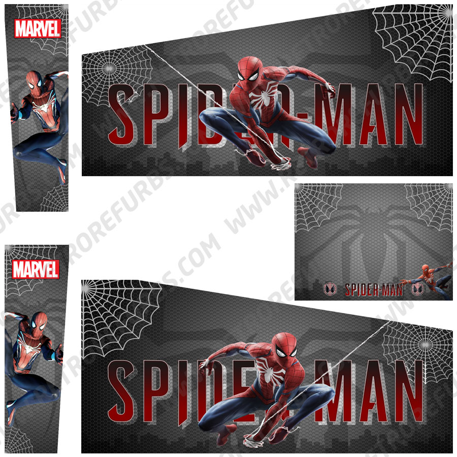 Spider Man Black Alternate Pinball Cabinet Decals Alternative Flipper Side Art