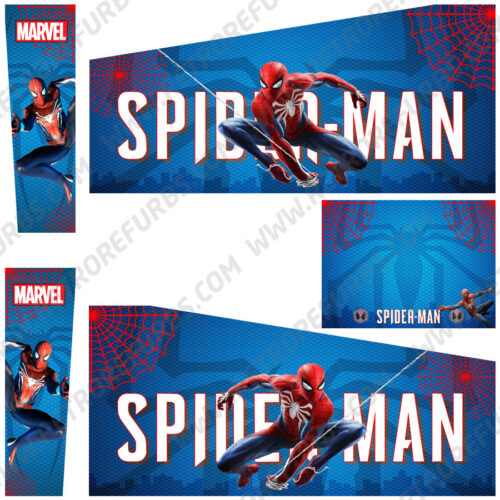 Spider Man Blue Alternate Pinball Cabinet Decals Alternative Flipper Side Art