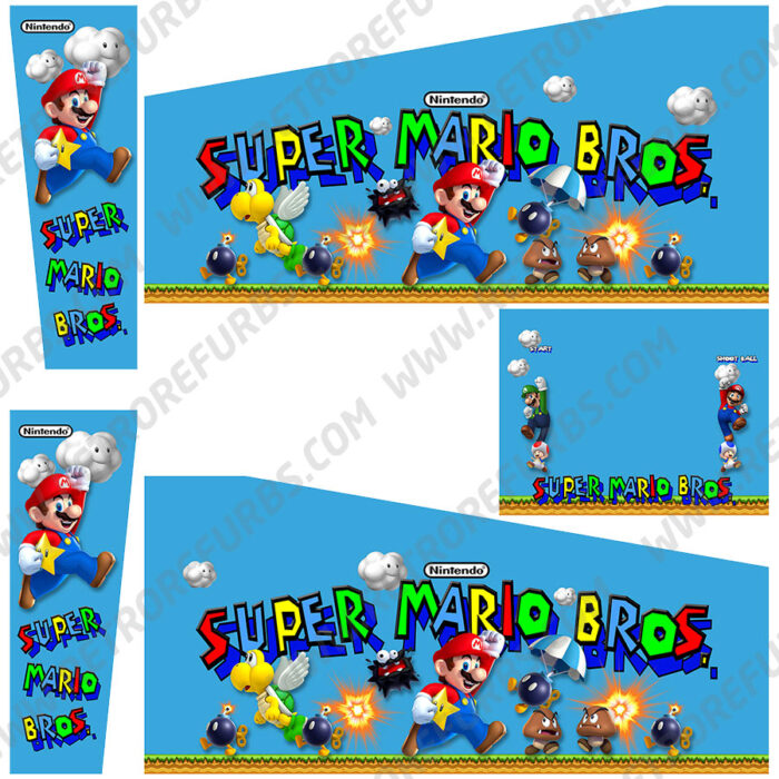 Super Mario Bros 3D Alternate Pinball Cabinet Decals Alternative Flipper Side Art