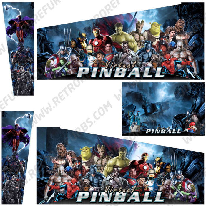 Multi Character Virtual Pinball Cabinet Decals Side Art for Widebody Flipper Artwork