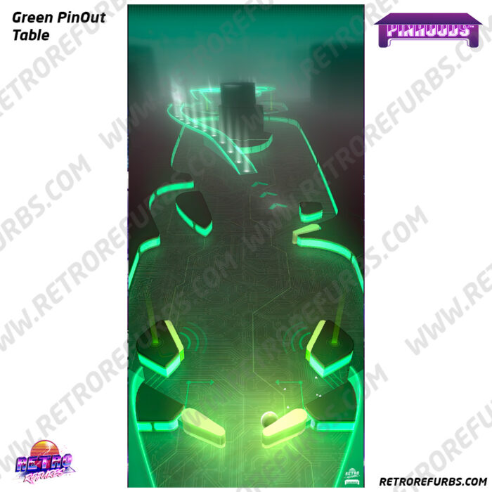 Green PinOut Table PinHoods Cover Pinball Playfield Glass Protector and Work Mat Shield Preview by Retro Refurbs
