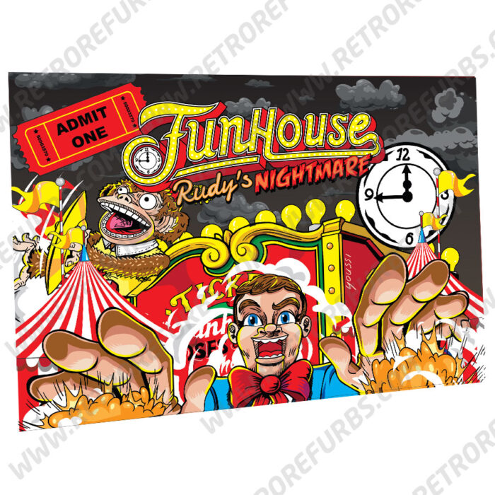 Funhouse Rudy's Nightmare Pinball Machine Alternate Translite Black Version Flipper Backbox Display