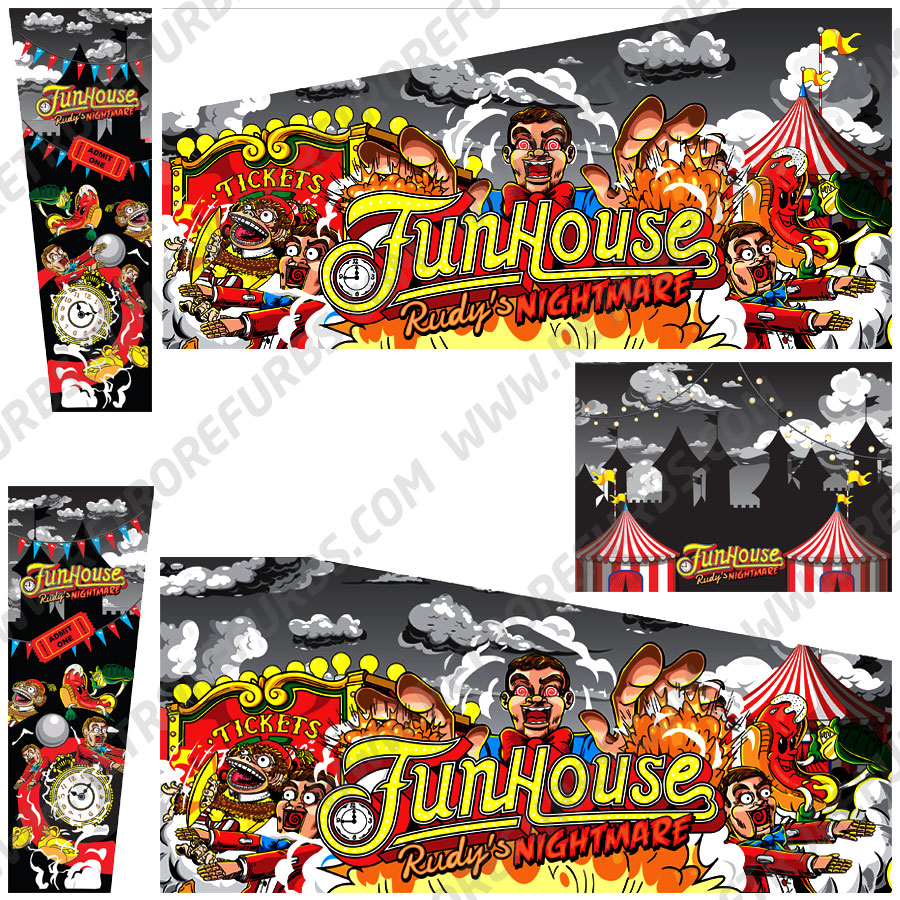 Funhouse Rudys Nightmare black edition alternate pinball cabinet decals for Funhouse 2 side art