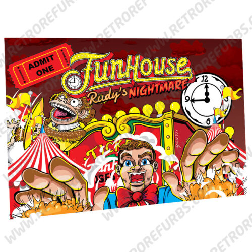 Funhouse Rudy's Nightmare Pinball Machine Alternate Translite Red Version Flipper Backbox Display