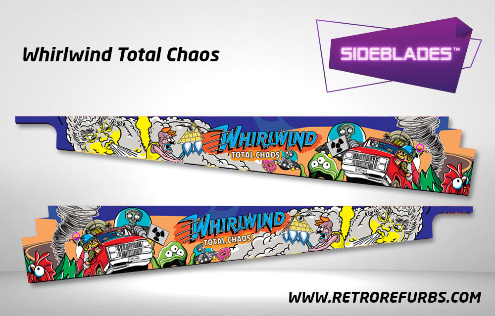 Whirlwind Total Chaos Pinball SideBlades Inner Side Art Blades made by Retro Refurbs