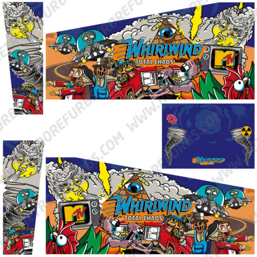 Whirlwind Total Chaos alternate pinball cabinet decals for Whirlwind 2 side art