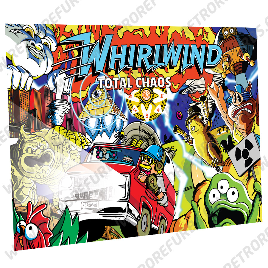 Whirlwind Total Chaos Pinball Machine Alternate Translite Version Flipper Backbox Display