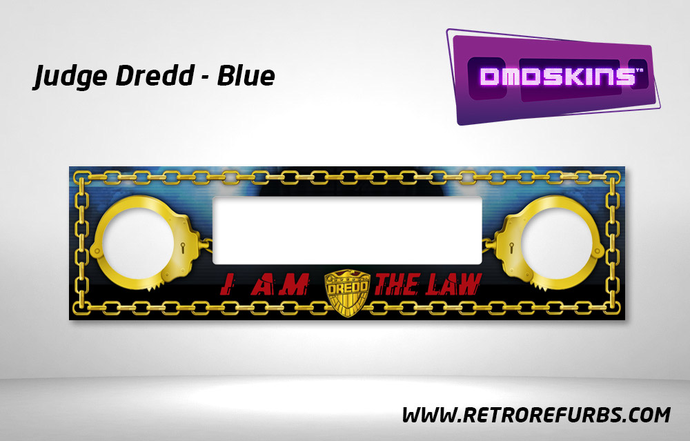 Judge Dredd Blue Pinball DMDSkin Speaker Panel Overlay DMD Artwork Decal