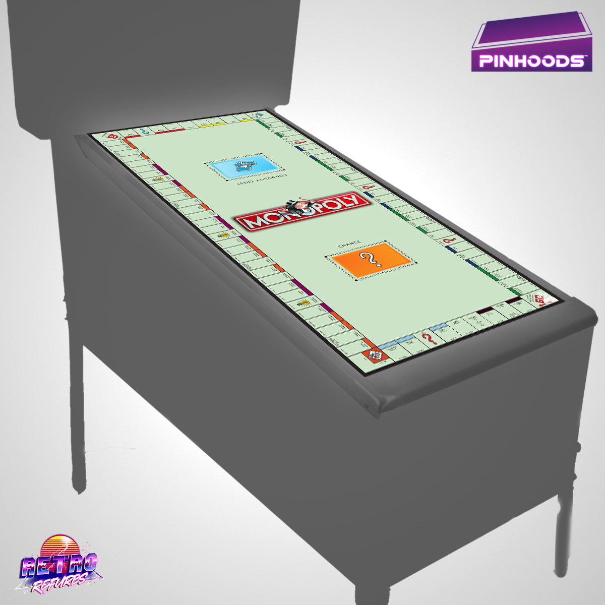 Monopoly PinHoods pinball playfield glass cover and protector mat