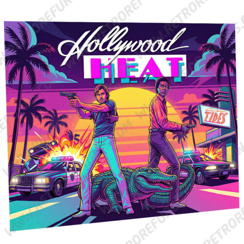 Hollywood Heat Alternate Pinball Translite Backglass Flipper Display by Retro Refurbs