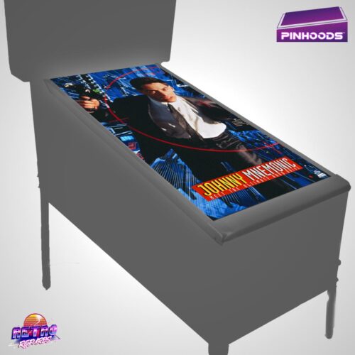 Johnny Mnemonic PinHoods pinball playfield glass cover and protector mat