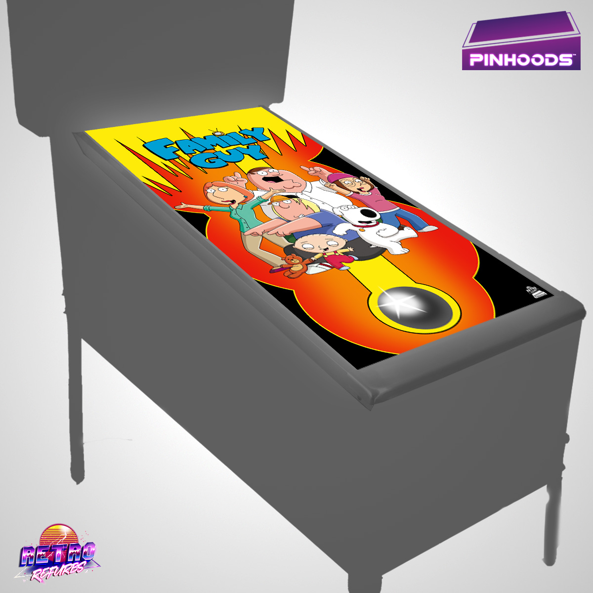 Family Guy PinHoods pinball playfield glass cover and protector mat