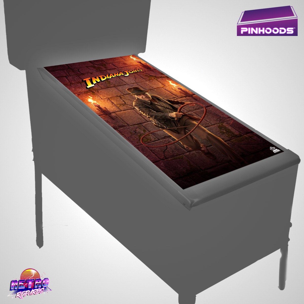 Indiana Jones Stern PinHoods pinball playfield glass cover and protector mat