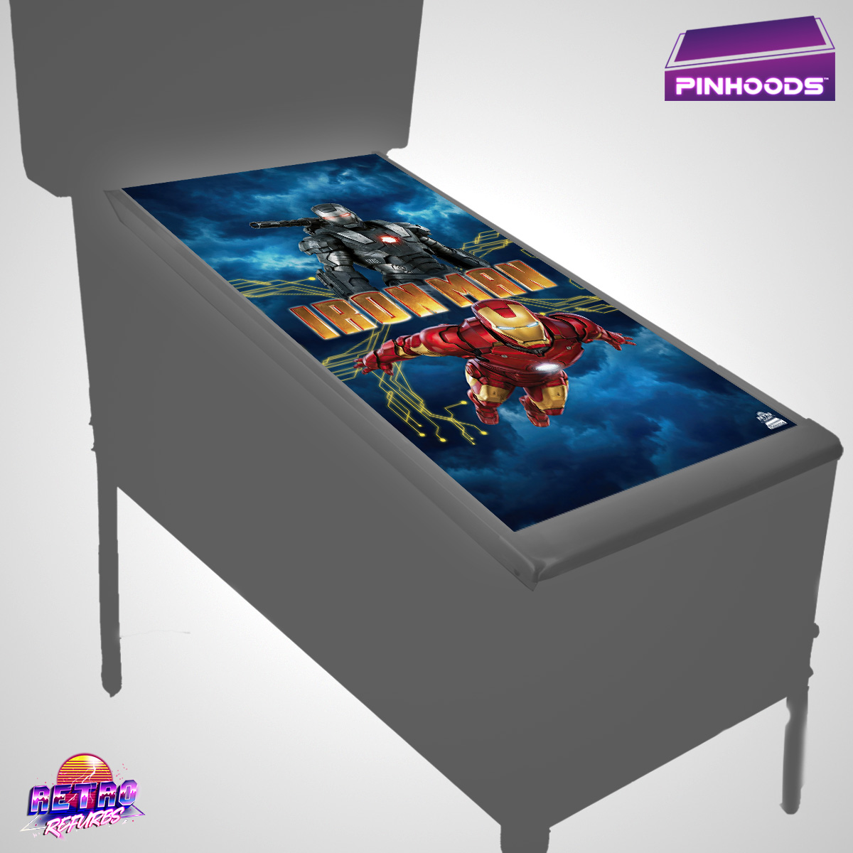 Iron Man PinHoods pinball playfield glass cover and protector mat