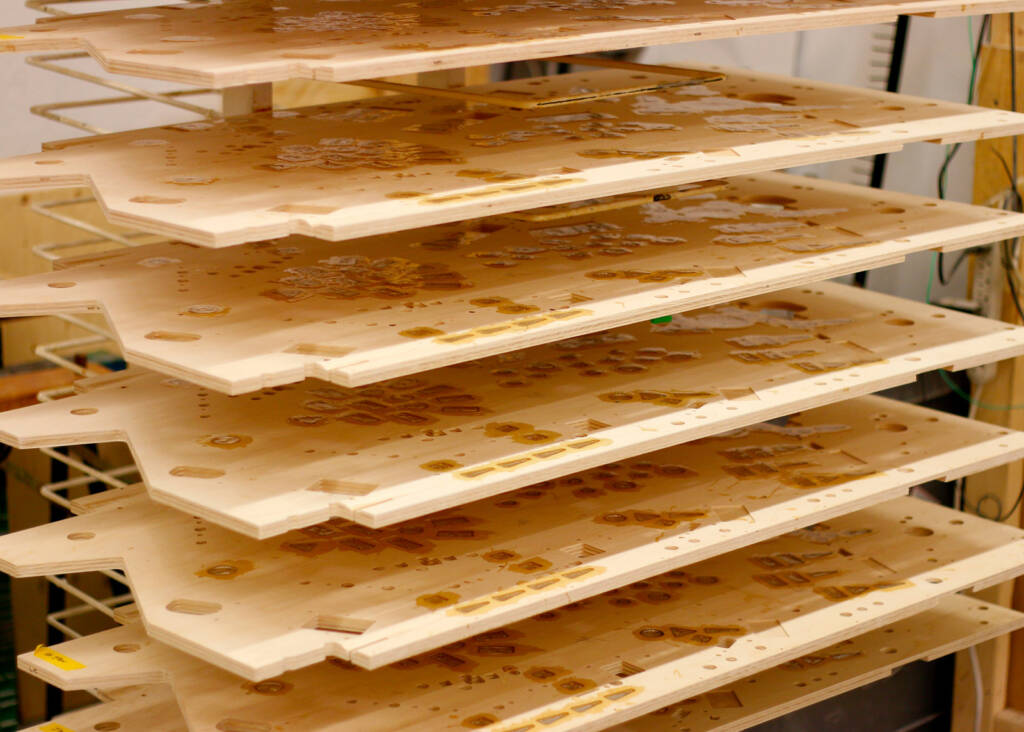 Predator playfields with freshly installed inserts & hardening epoxy