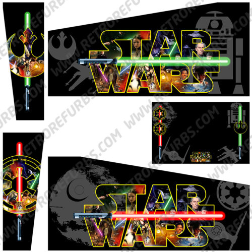 Star Wars Logo Virtual Pinball Cabinet Decals Side Art for Widebody Flipper Artwork