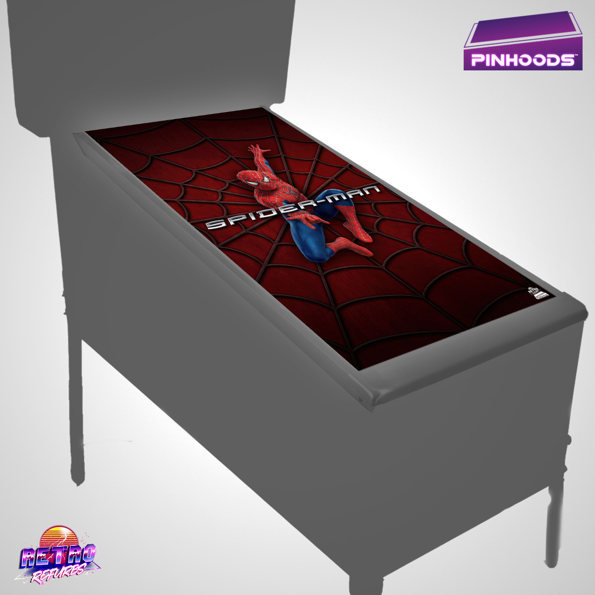 Spider-Man PinHoods pinball playfield glass cover and protector mat