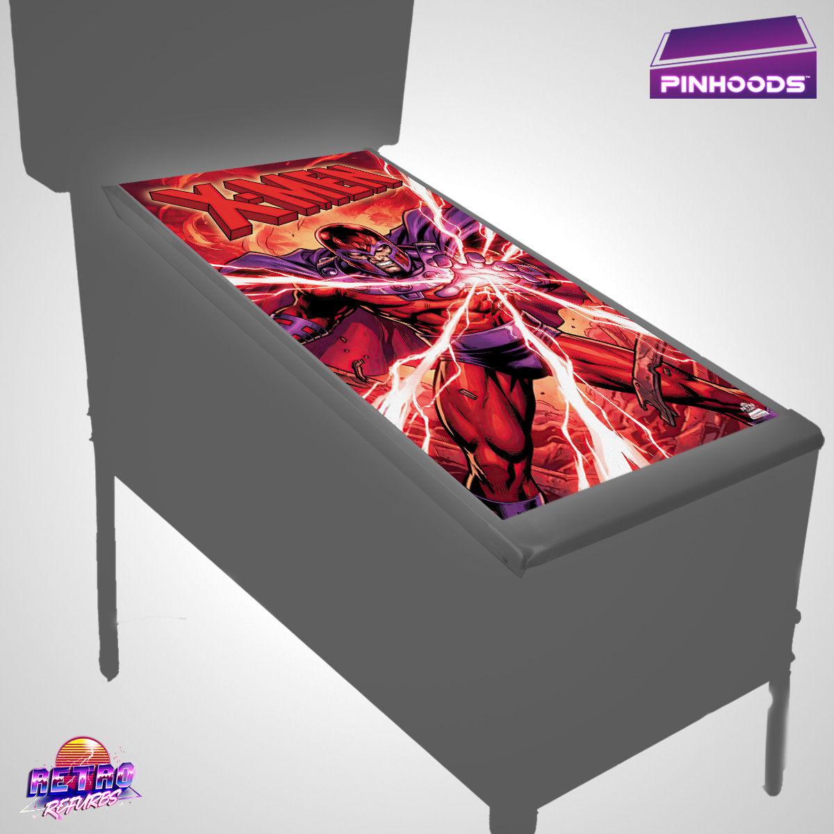 X-Men Megneto LE PinHoods pinball playfield glass cover and protector mat