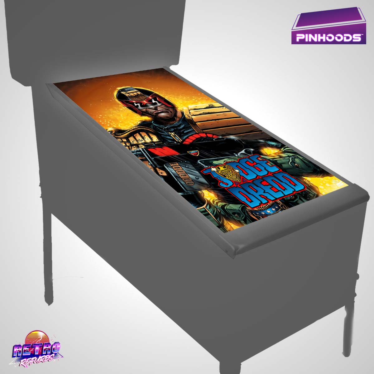 Judge Dredd PinHoods pinball playfield glass cover and protector mat