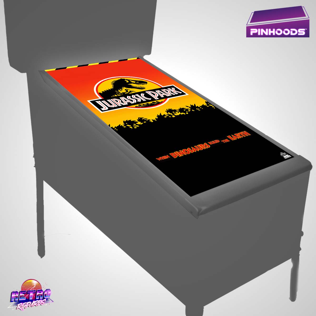 Jurassic Park Data East PinHoods pinball playfield glass cover and protector mat
