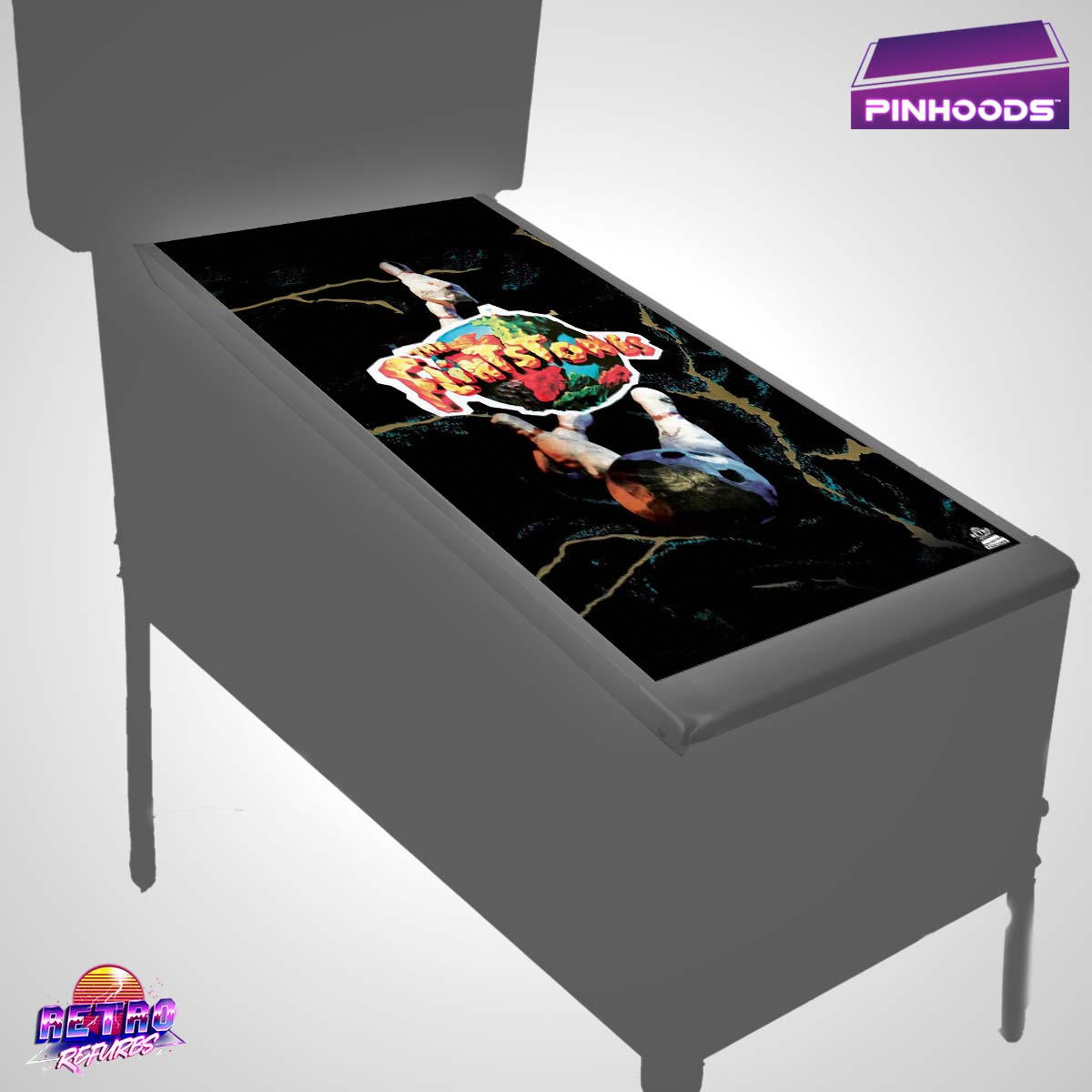 The Flintstones PinHoods pinball playfield glass cover and protector mat