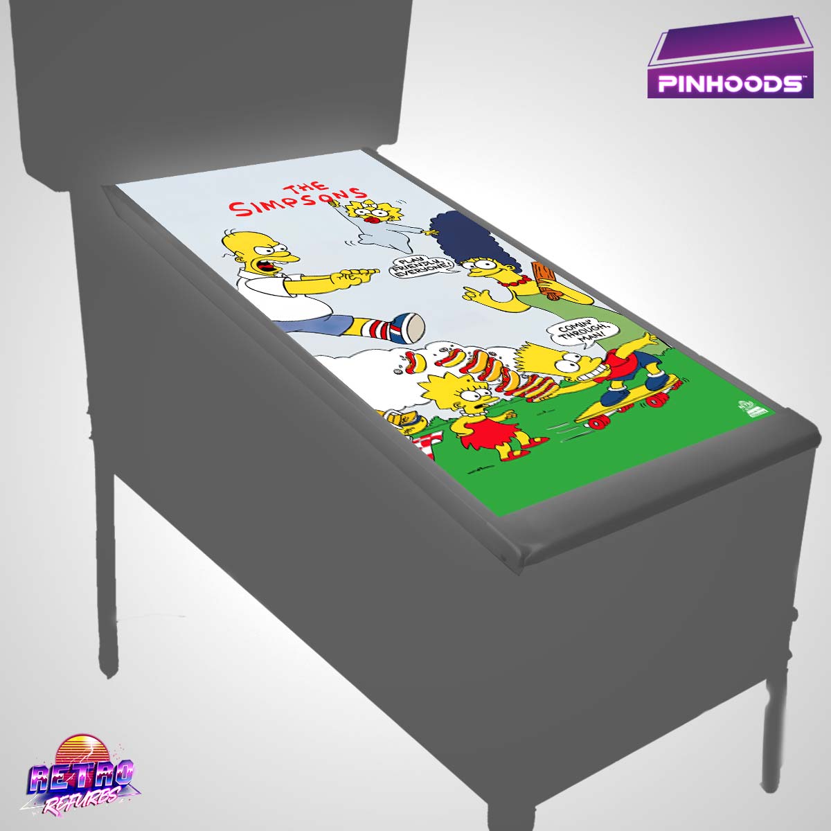 The Simpsons Data East Game Art PinHoods pinball playfield glass cover and protector mat SEGA